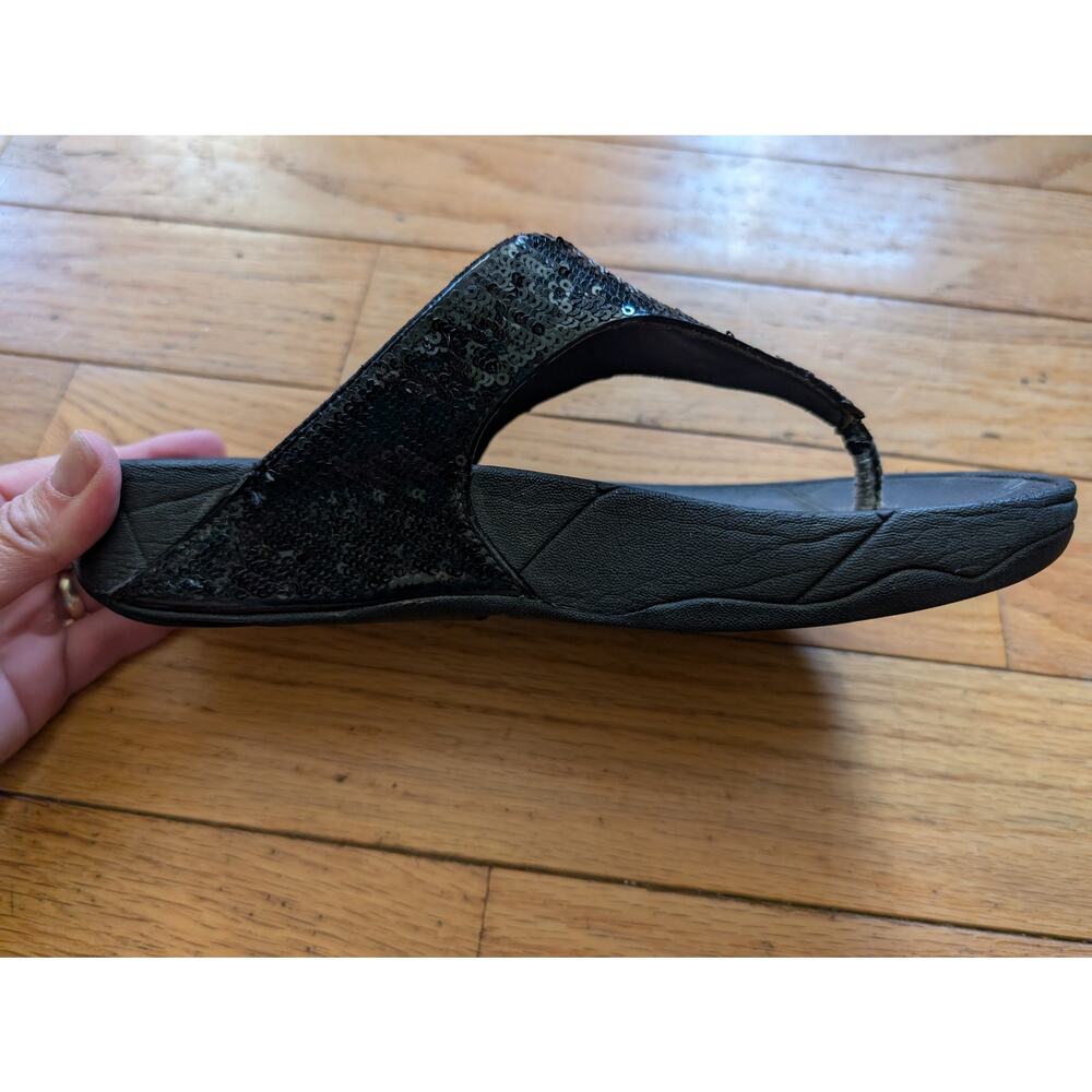 FITFLOP Black Sequin Flip Flops Thong Sandals Comfort Sole Women's Size 9 - Picture 9 of 10